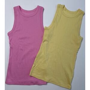 A New Day Target Women's Ribbed Tank Top Lot of 2 Yellow Pink Small